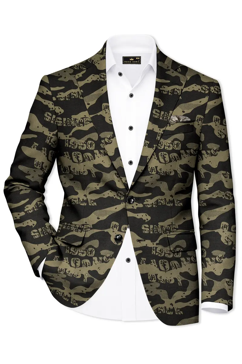 Jade Black And Woodland Green Printed Premium Cotton Single-Breasted Suit 10