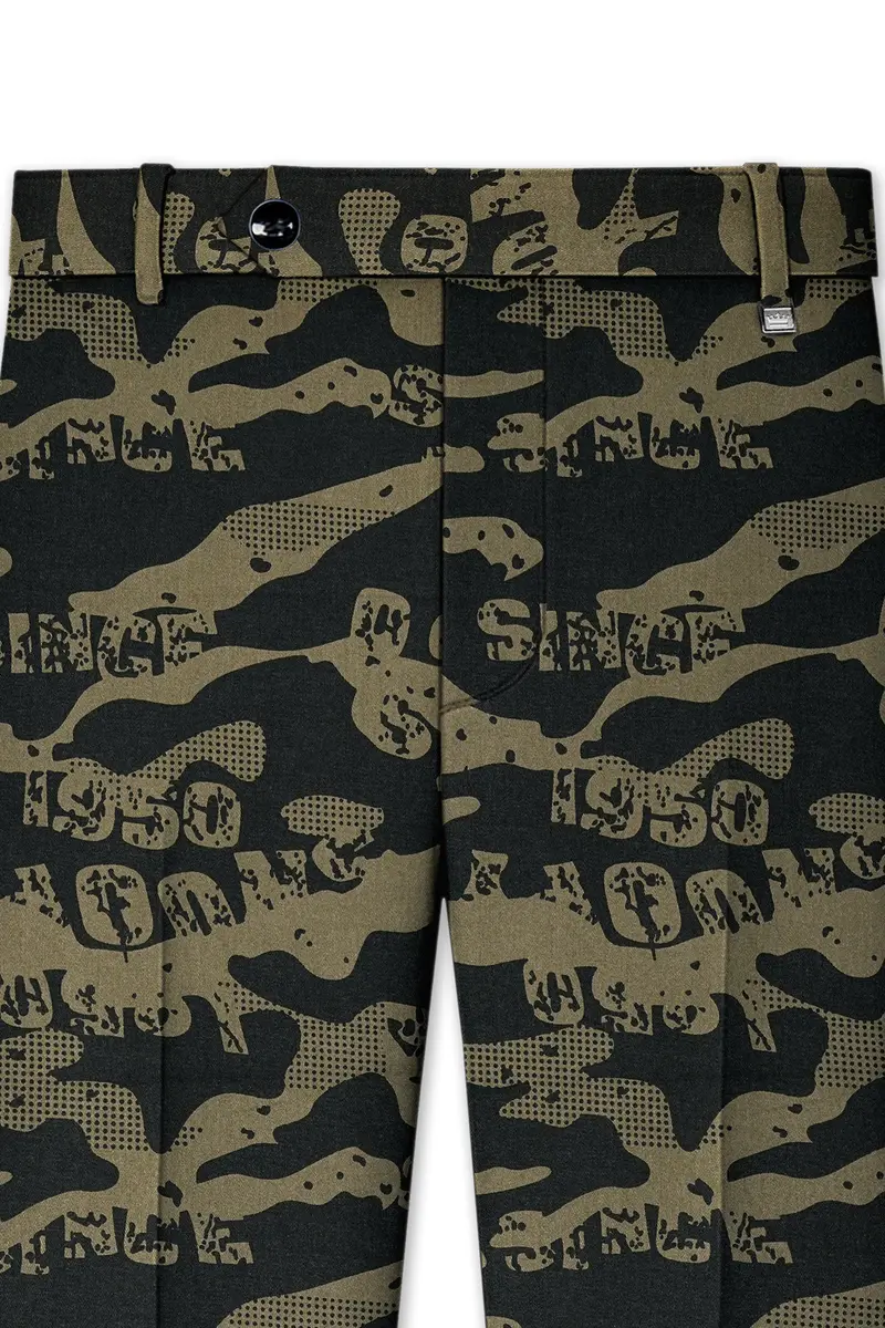 Jade Black And Woodland Green Printed Premium Cotton Single-Breasted Suit 12