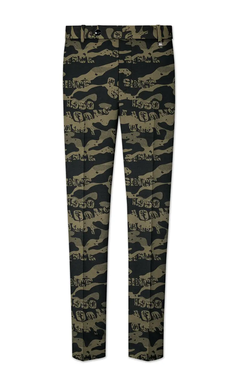 Jade Black And Woodland Green Printed Premium Cotton Single-Breasted Suit 13