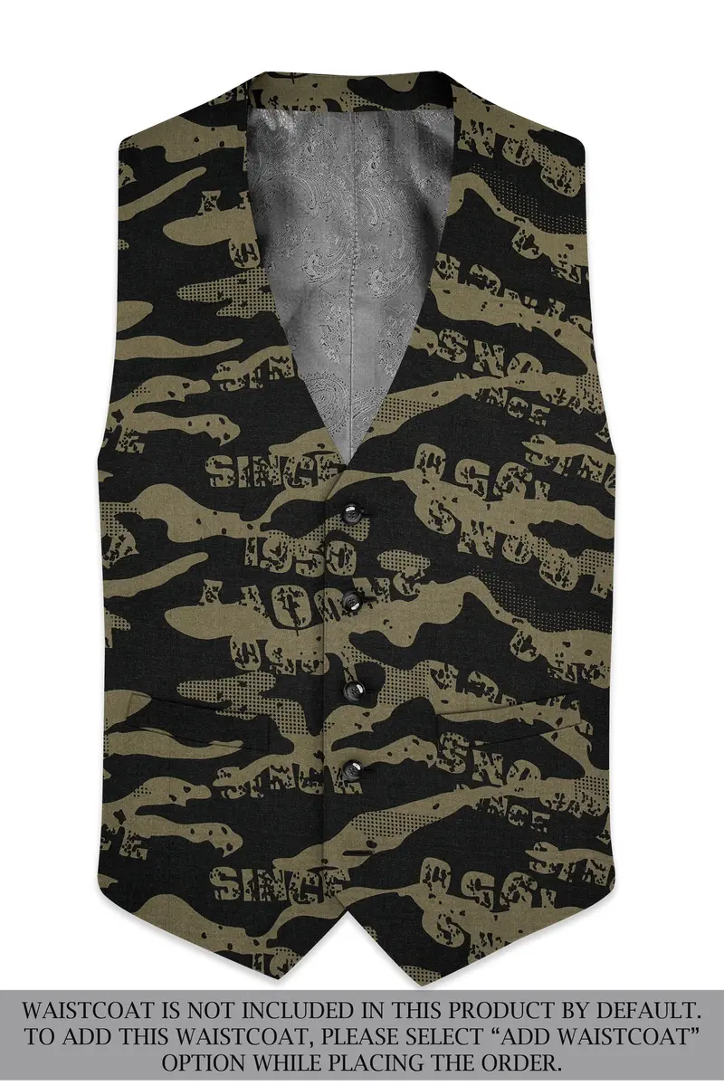 Jade Black And Woodland Green Printed Premium Cotton Single-Breasted Suit 16