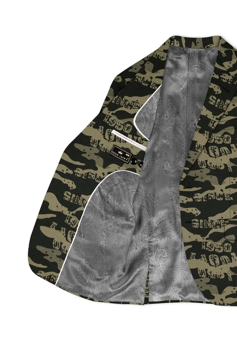 Jade Black And Woodland Green Printed Premium Cotton Single-Breasted Suit 6
