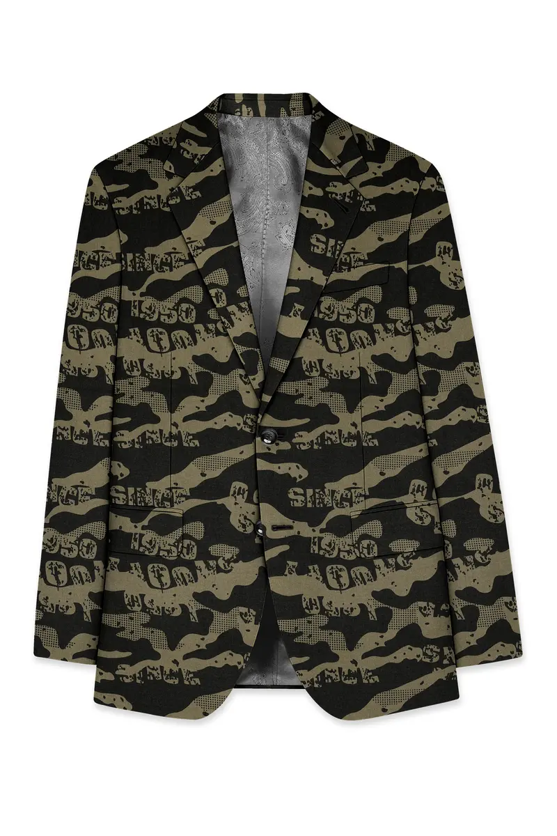 Jade Black And Woodland Green Printed Premium Cotton Single-Breasted Suit 8