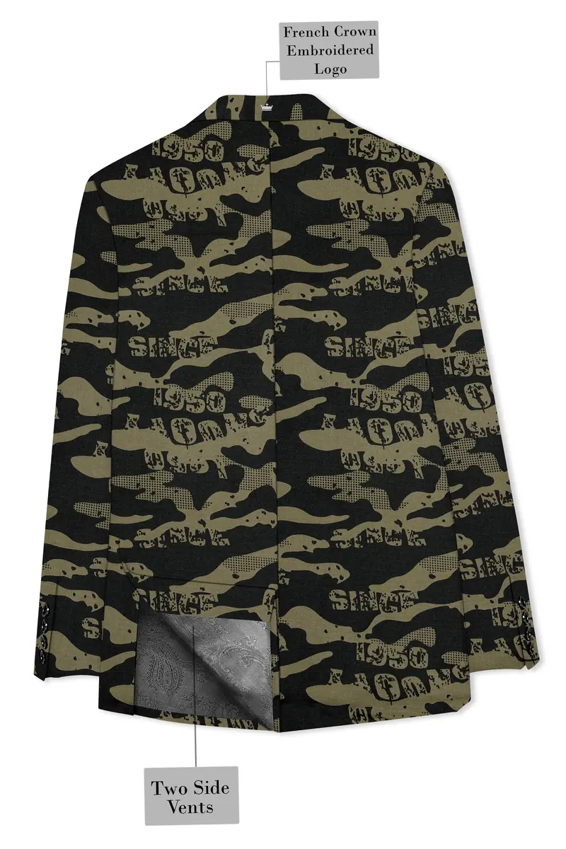 Jade Black And Woodland Green Printed Premium Cotton Single-Breasted Suit 9