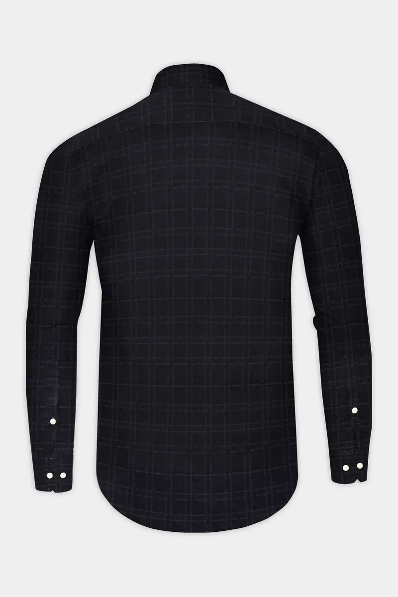 Jade Black Checkered Seersucker Premium Cotton Shirt 5