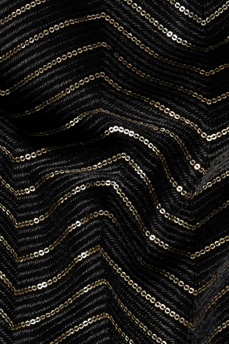Jade Black Chevron Thread And Sequin Embroidered Designer Nehru Jacket 3