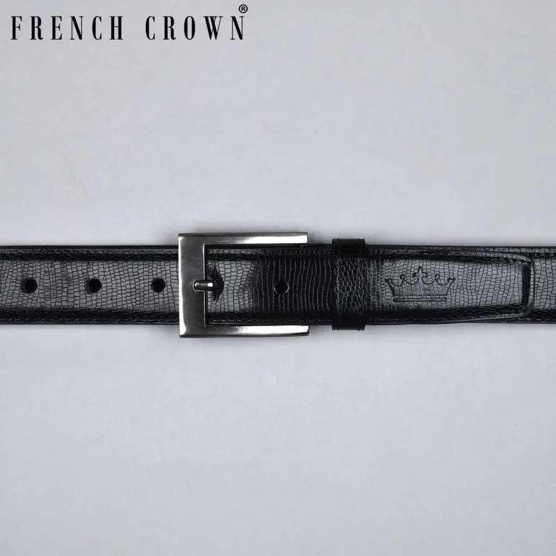 Jade Black Cobra Skin Textured Vegan Leather Handcrafted Belt 1
