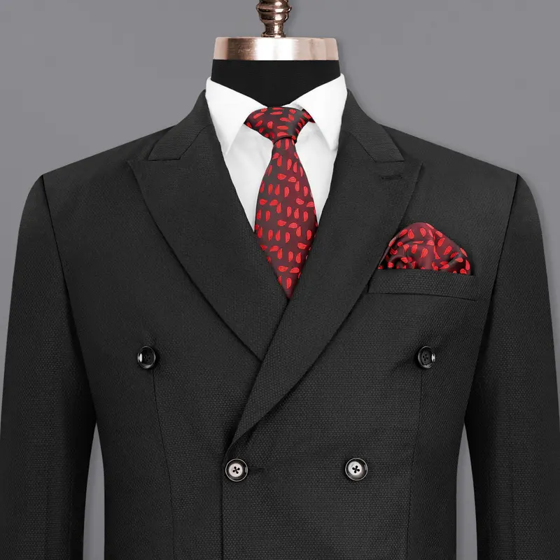 Jade Black Diamond Textured Double Breasted Blazer 1