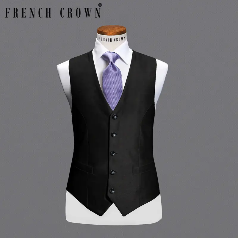 Jade Black Diamond Textured Waistcoat 1