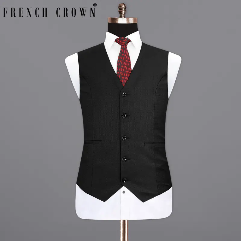 Jade Black Diamond Textured Waistcoat 1
