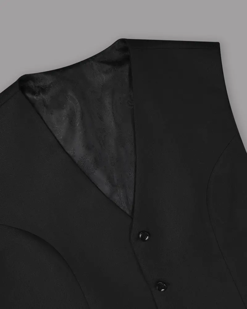 Jade Black Diamond Textured Wool Blend Waistcoat 2