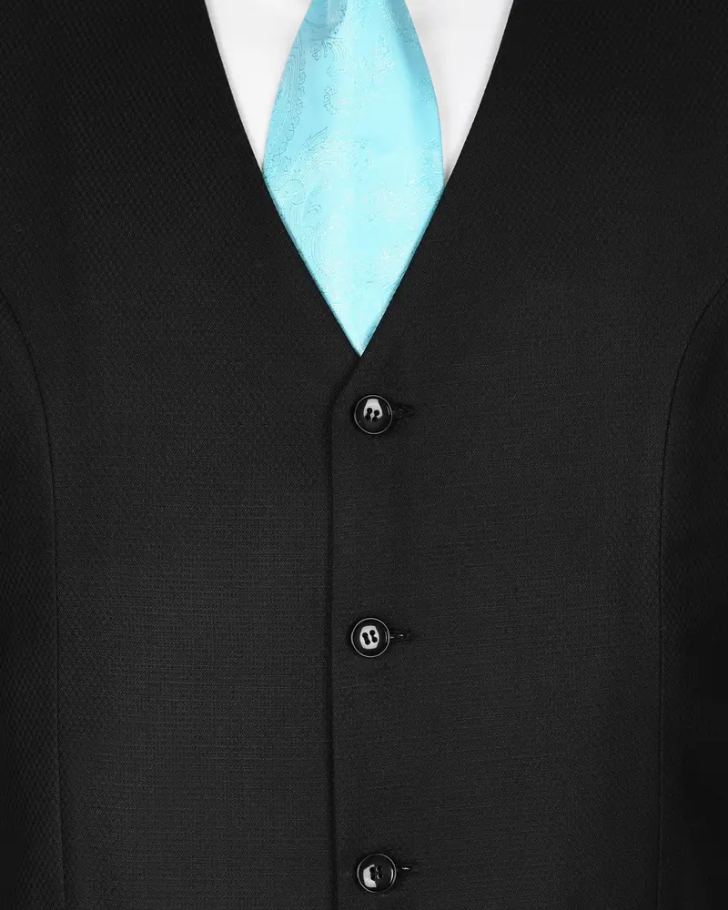 Jade Black Diamond Textured Wool Blend Waistcoat 5