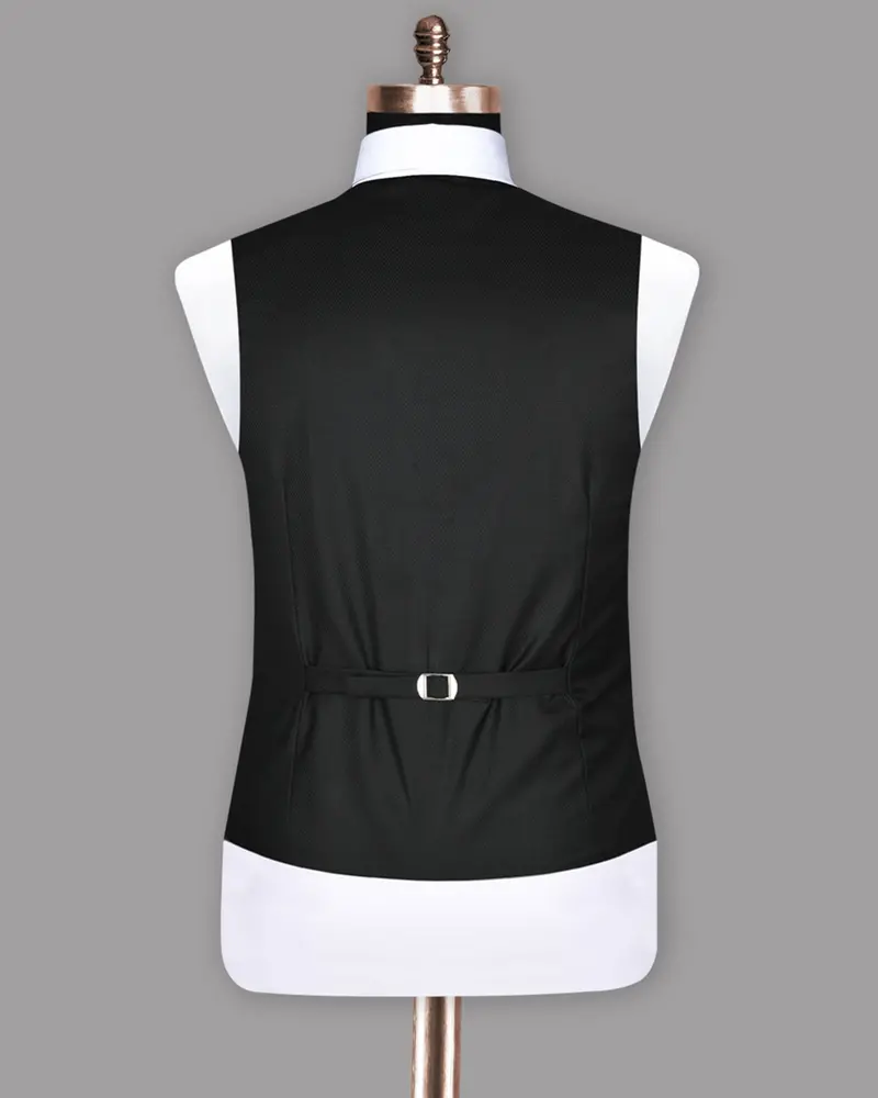 Jade Black Diamond Textured Wool Blend Waistcoat 6