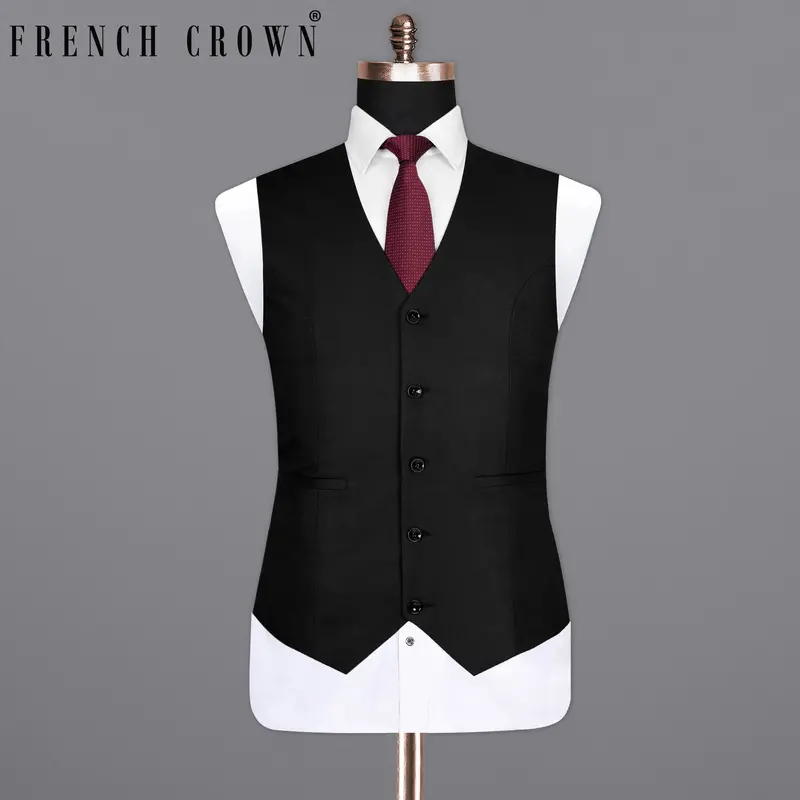 Jade Black Diamond Textured Wool Rich Waistcoat 1