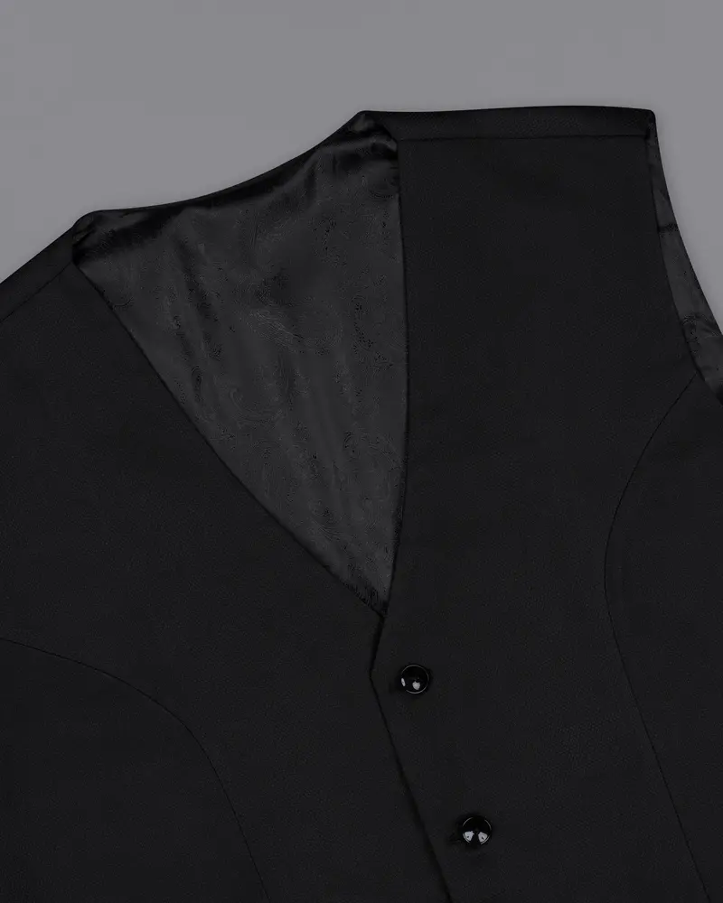 Jade Black Diamond Textured Wool Rich Waistcoat 4