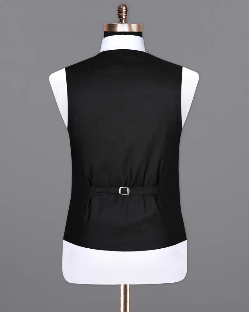 Jade Black Diamond Textured Wool Rich Waistcoat 6