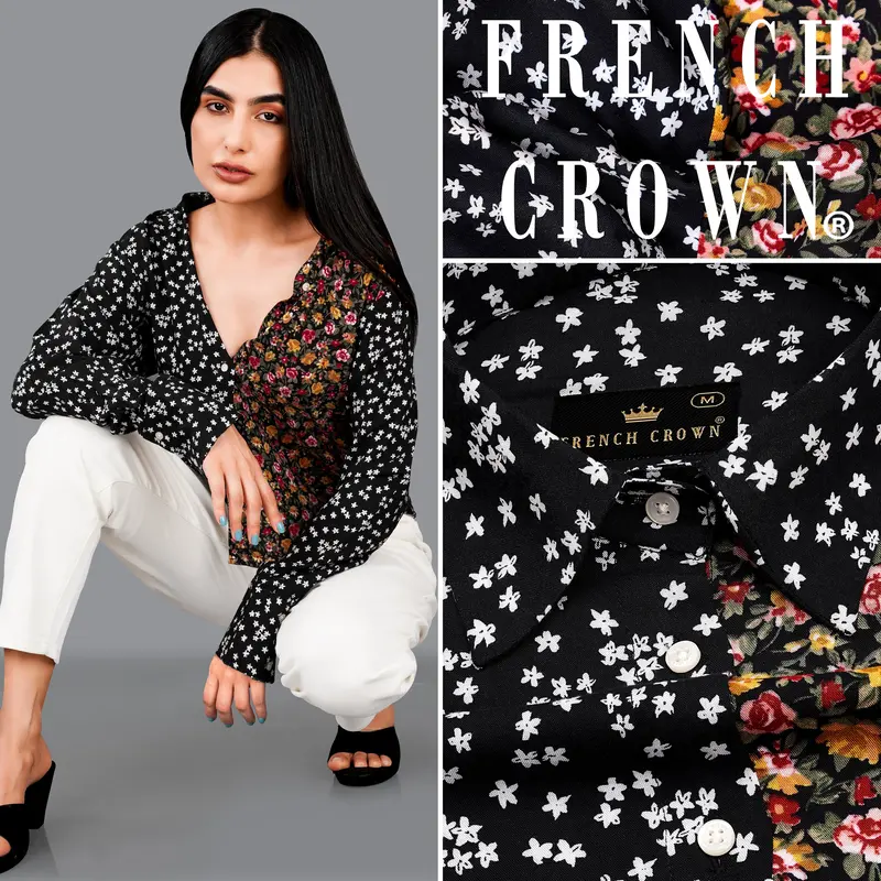 Jade Black Ditsy Printed Premium Cotton Shirt 1