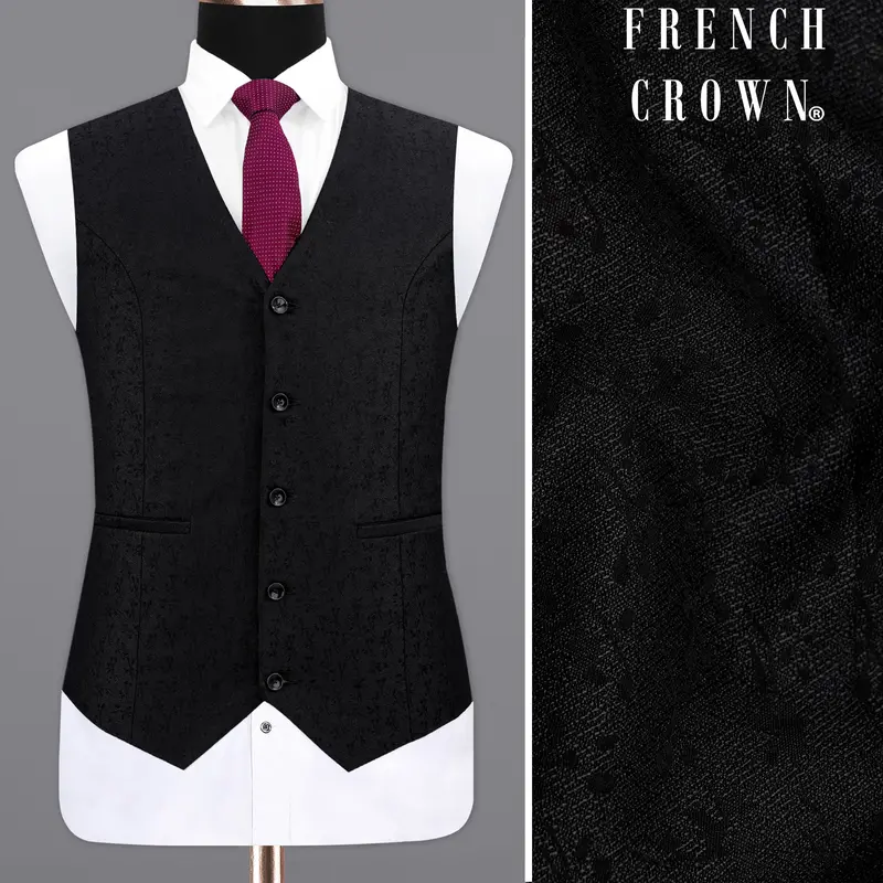 Jade Black Ditzy Textured Waistcoat 1