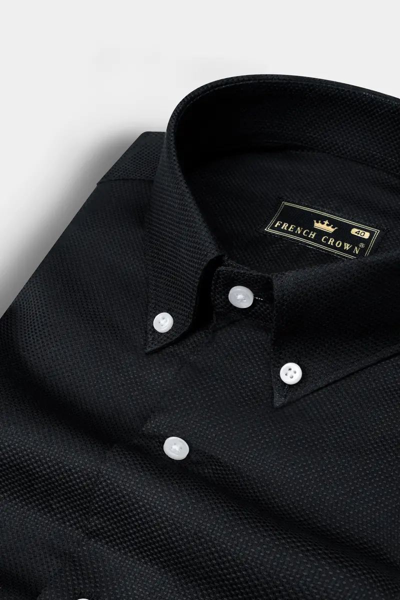 Jade Black Dobby Textured Premium Cotton Shirt 1