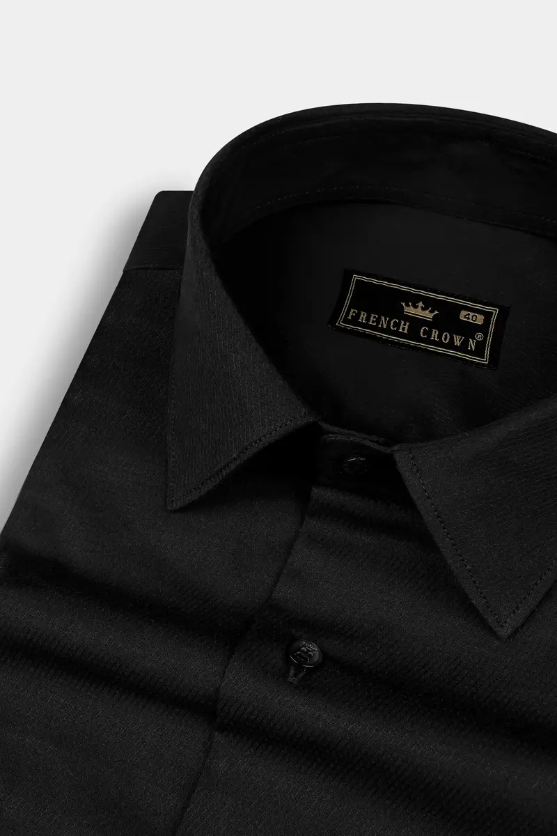 Jade Black Dobby Textured Premium Cotton Shirt 1