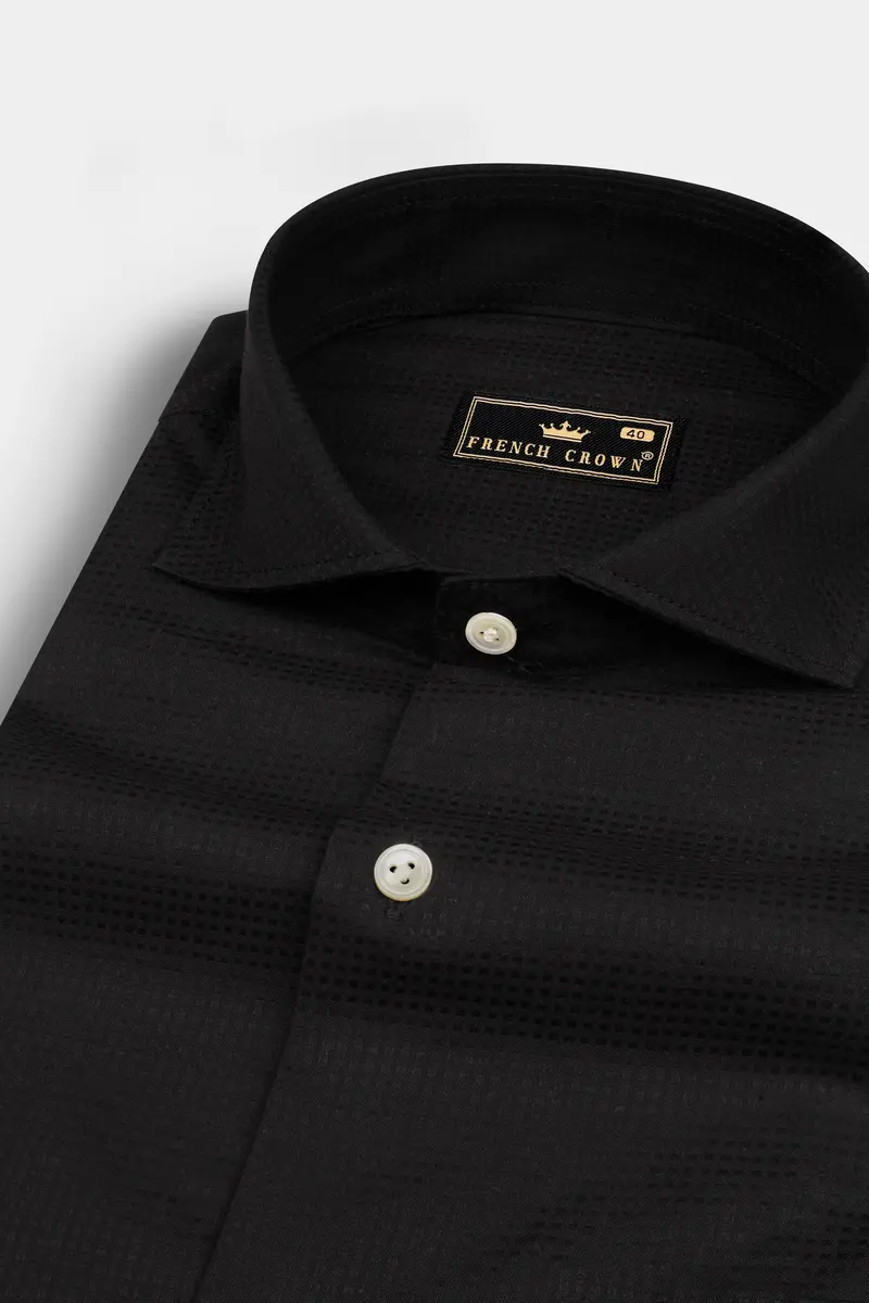 Jade Black Dobby Textured Premium Cotton Shirt 1