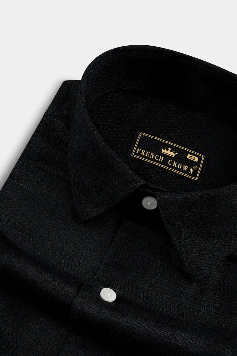 Jade Black Dobby Textured Premium Cotton Shirt 1