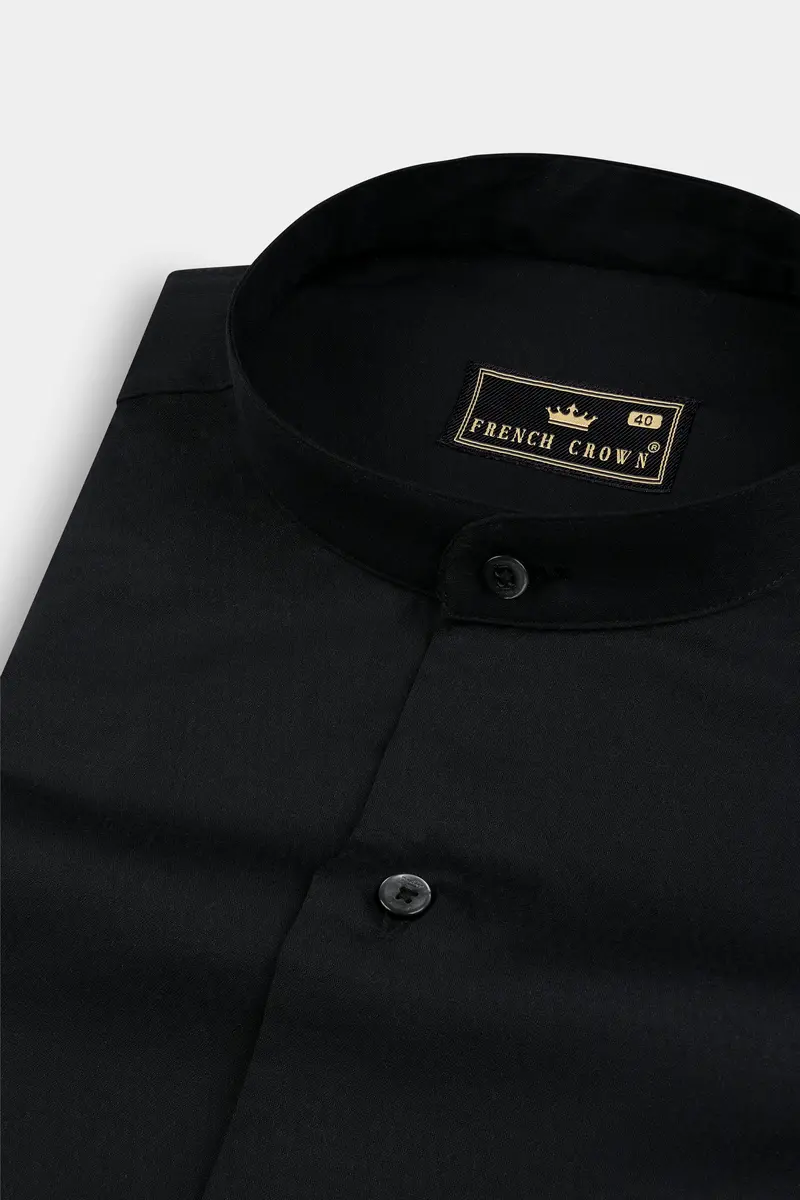 Jade Black Dobby Textured Premium Cotton Shirt 1