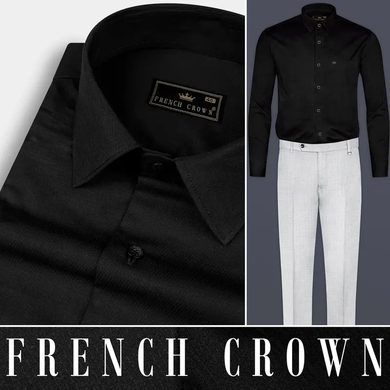 Jade Black Dobby Textured Premium Cotton Shirt 10