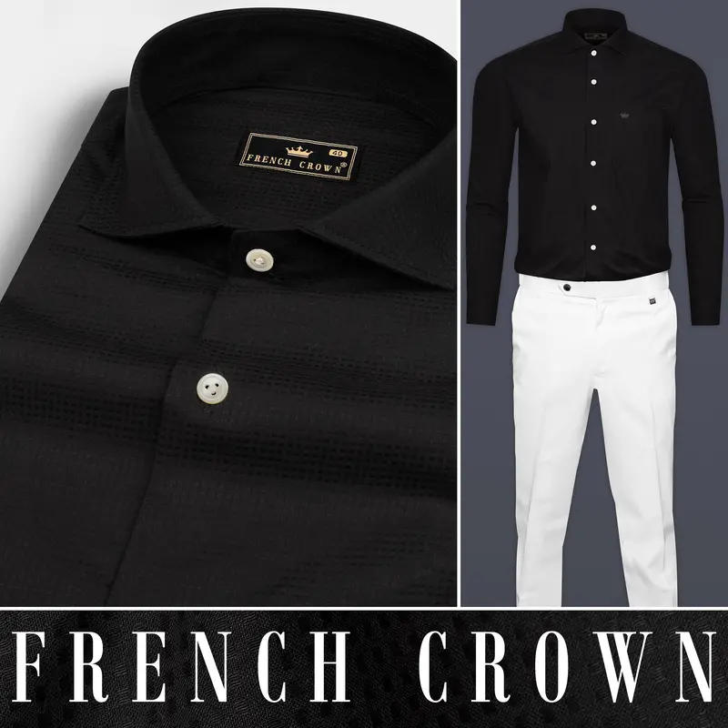 Jade Black Dobby Textured Premium Cotton Shirt 10