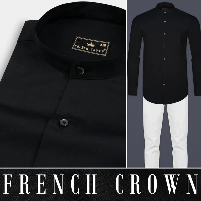 Jade Black Dobby Textured Premium Cotton Shirt 10