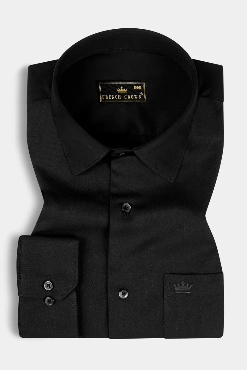 Jade Black Dobby Textured Premium Cotton Shirt 3