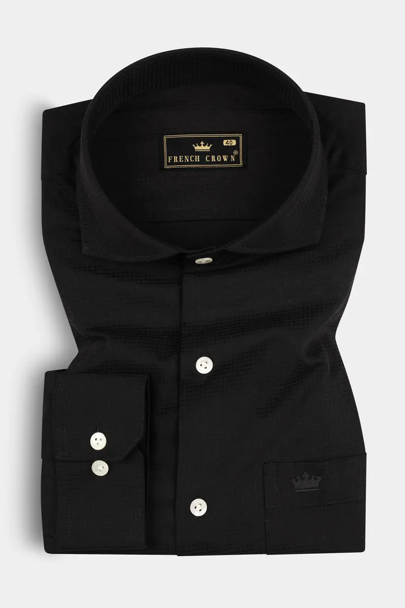 Jade Black Dobby Textured Premium Cotton Shirt 3