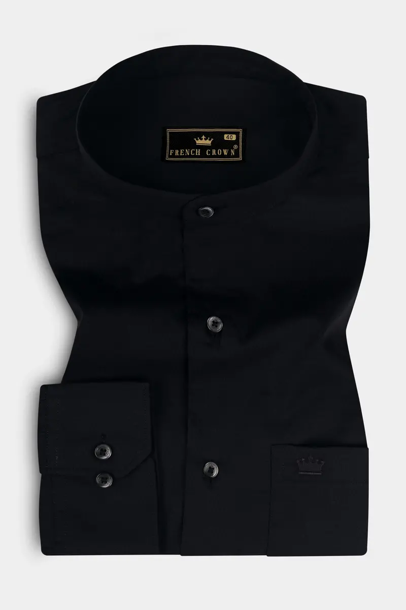Jade Black Dobby Textured Premium Cotton Shirt 3