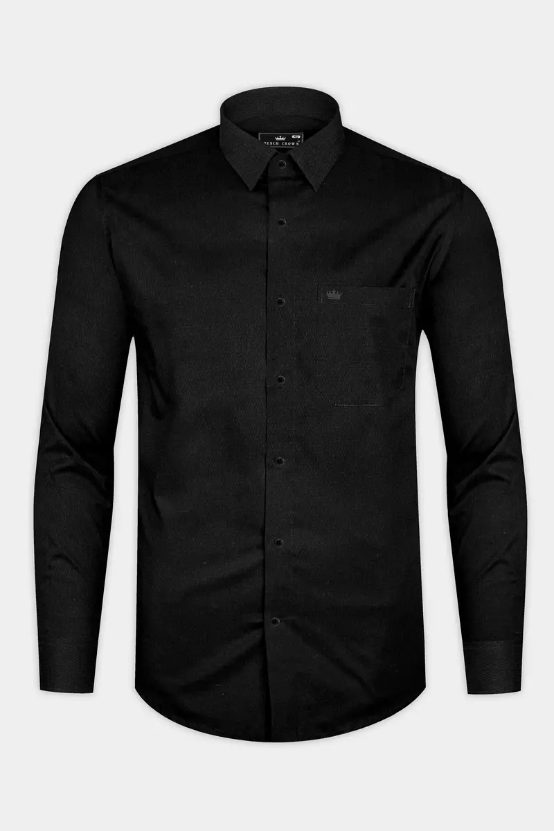 Jade Black Dobby Textured Premium Cotton Shirt 4