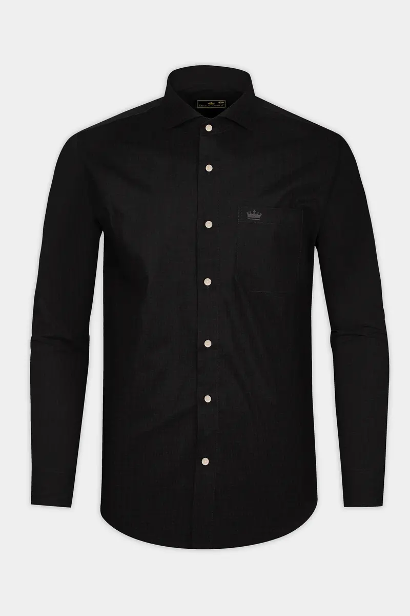 Jade Black Dobby Textured Premium Cotton Shirt 4