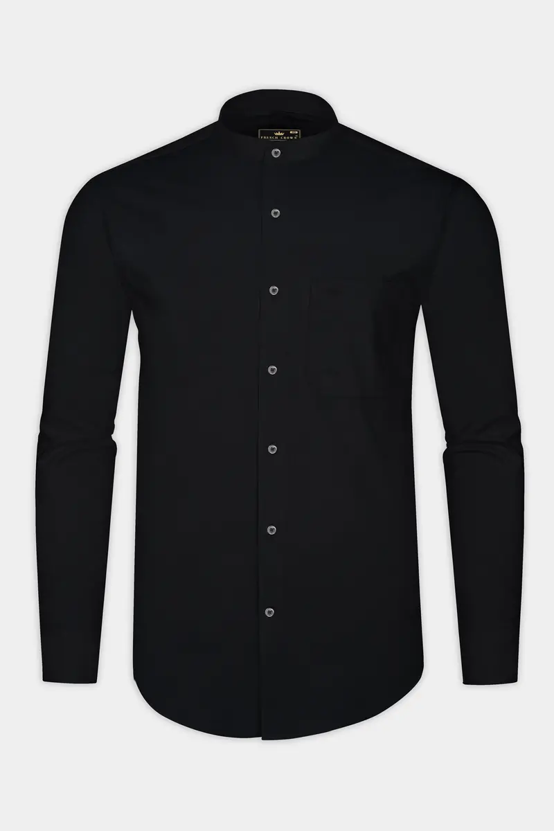 Jade Black Dobby Textured Premium Cotton Shirt 4