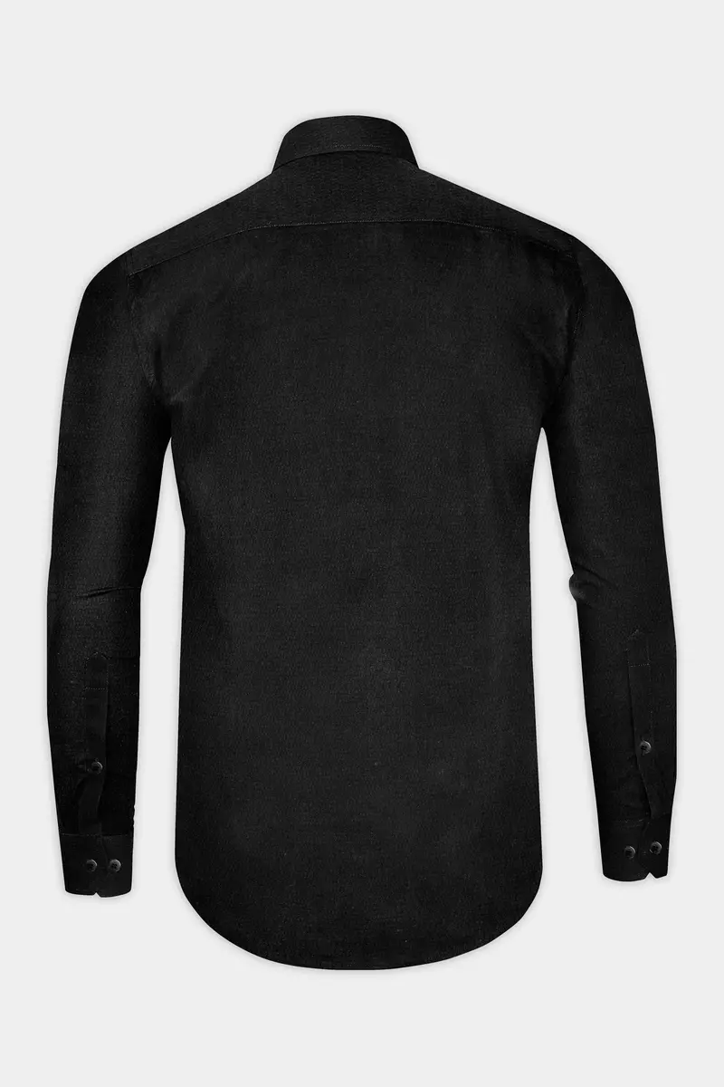 Jade Black Dobby Textured Premium Cotton Shirt 5