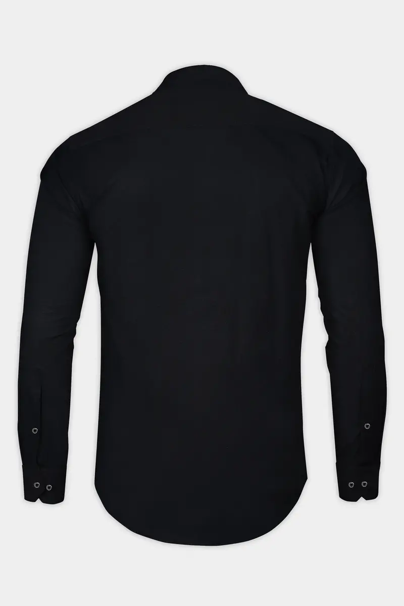 Jade Black Dobby Textured Premium Cotton Shirt 5
