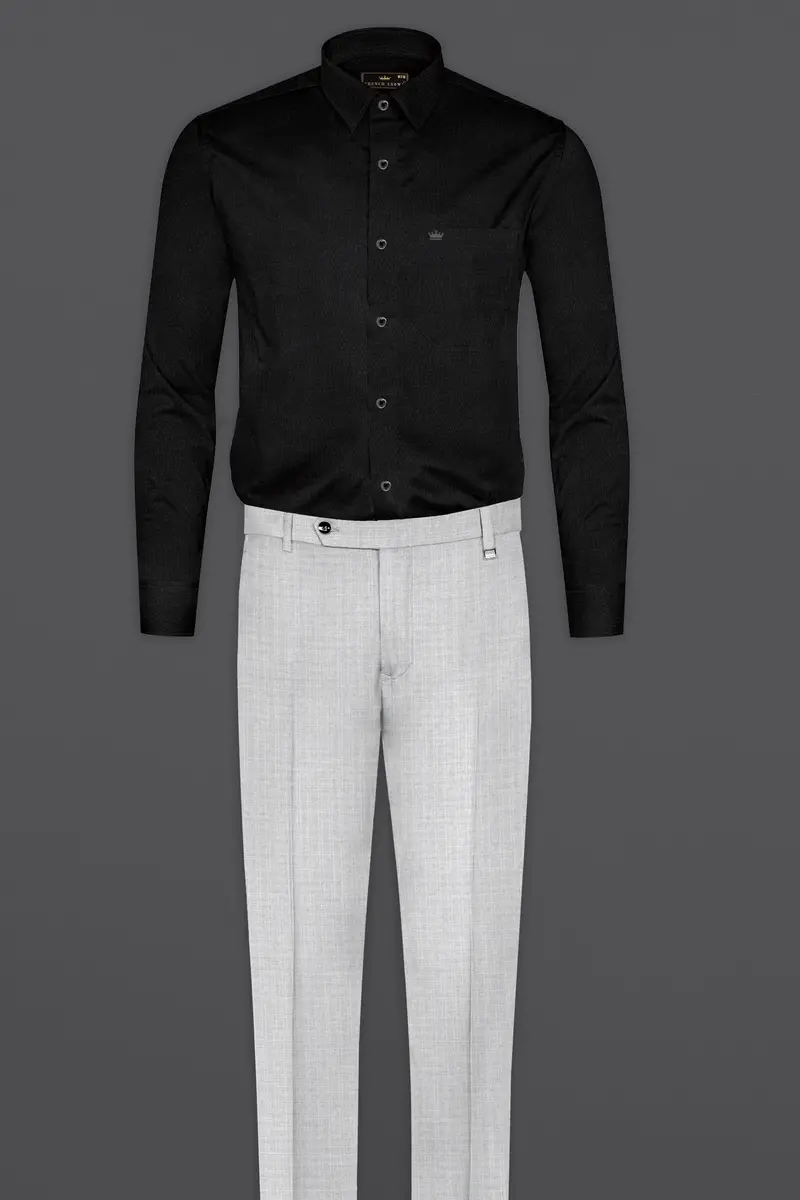 Jade Black Dobby Textured Premium Cotton Shirt 6