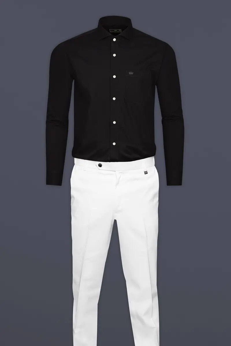Jade Black Dobby Textured Premium Cotton Shirt 6