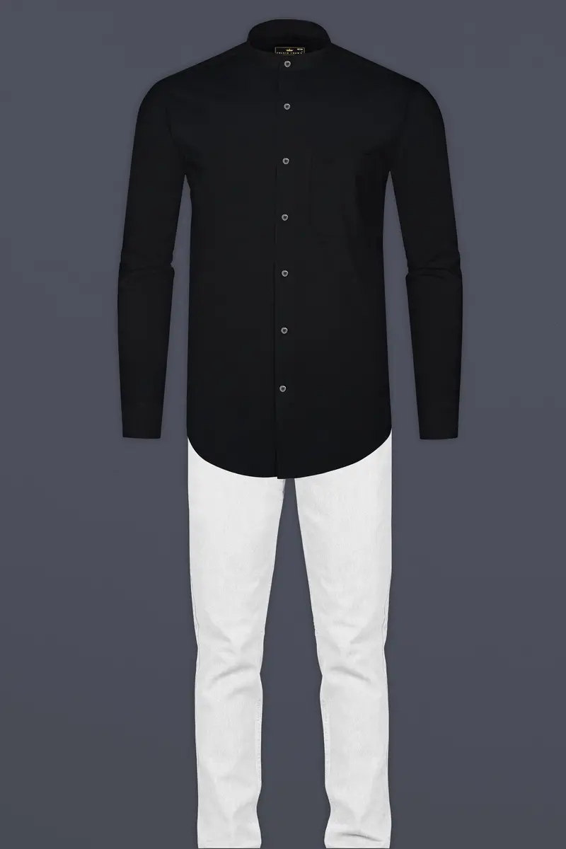 Jade Black Dobby Textured Premium Cotton Shirt 6