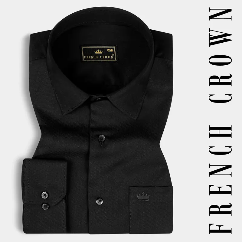 Jade Black Dobby Textured Premium Cotton Shirt 7