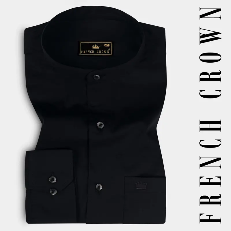 Jade Black Dobby Textured Premium Cotton Shirt 7