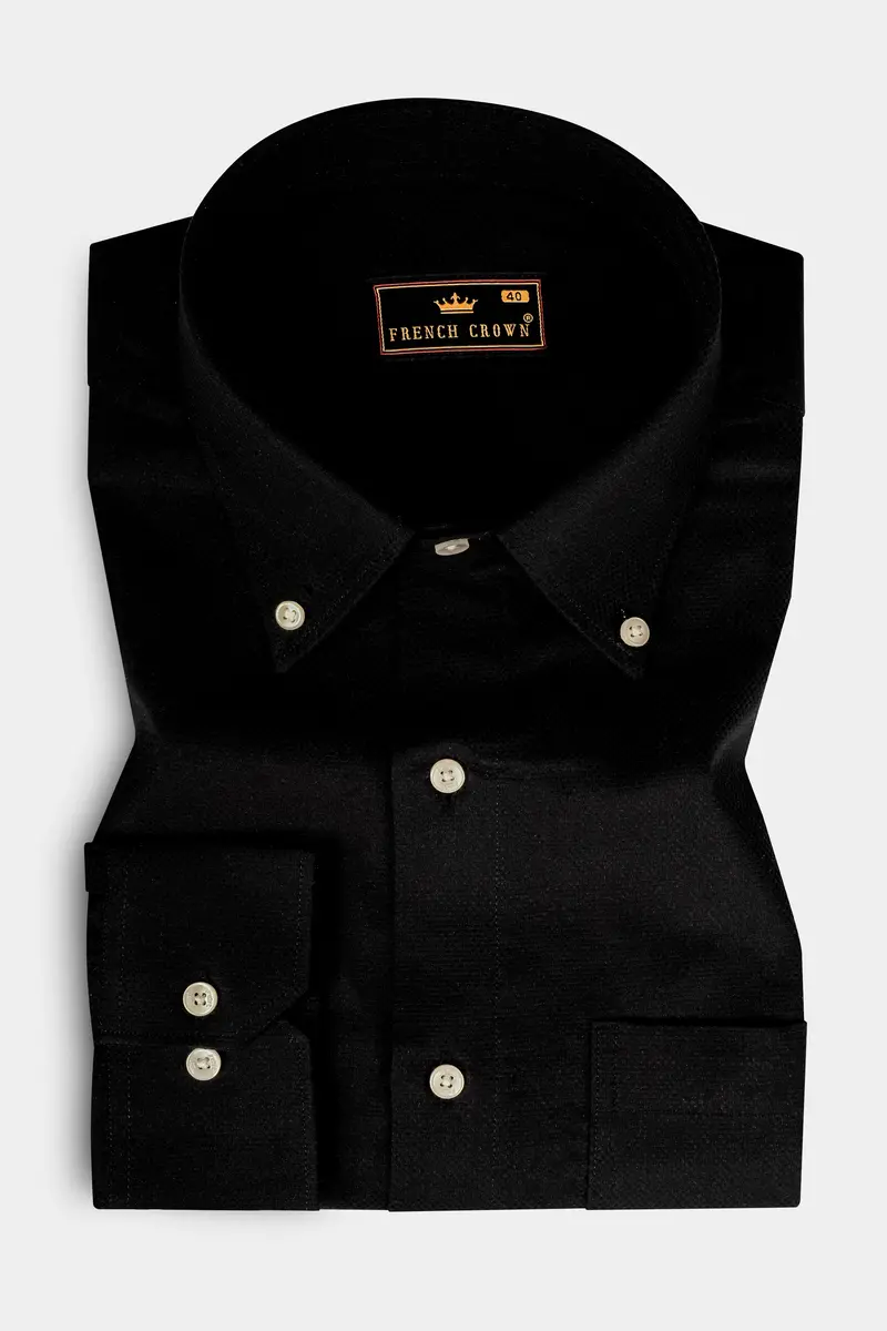 Jade Black Dobby Textured Premium Giza Cotton Button Down Shirt 3