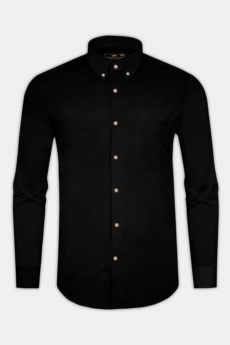 Jade Black Dobby Textured Premium Giza Cotton Button Down Shirt 4