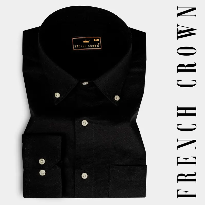 Jade Black Dobby Textured Premium Giza Cotton Button Down Shirt 7