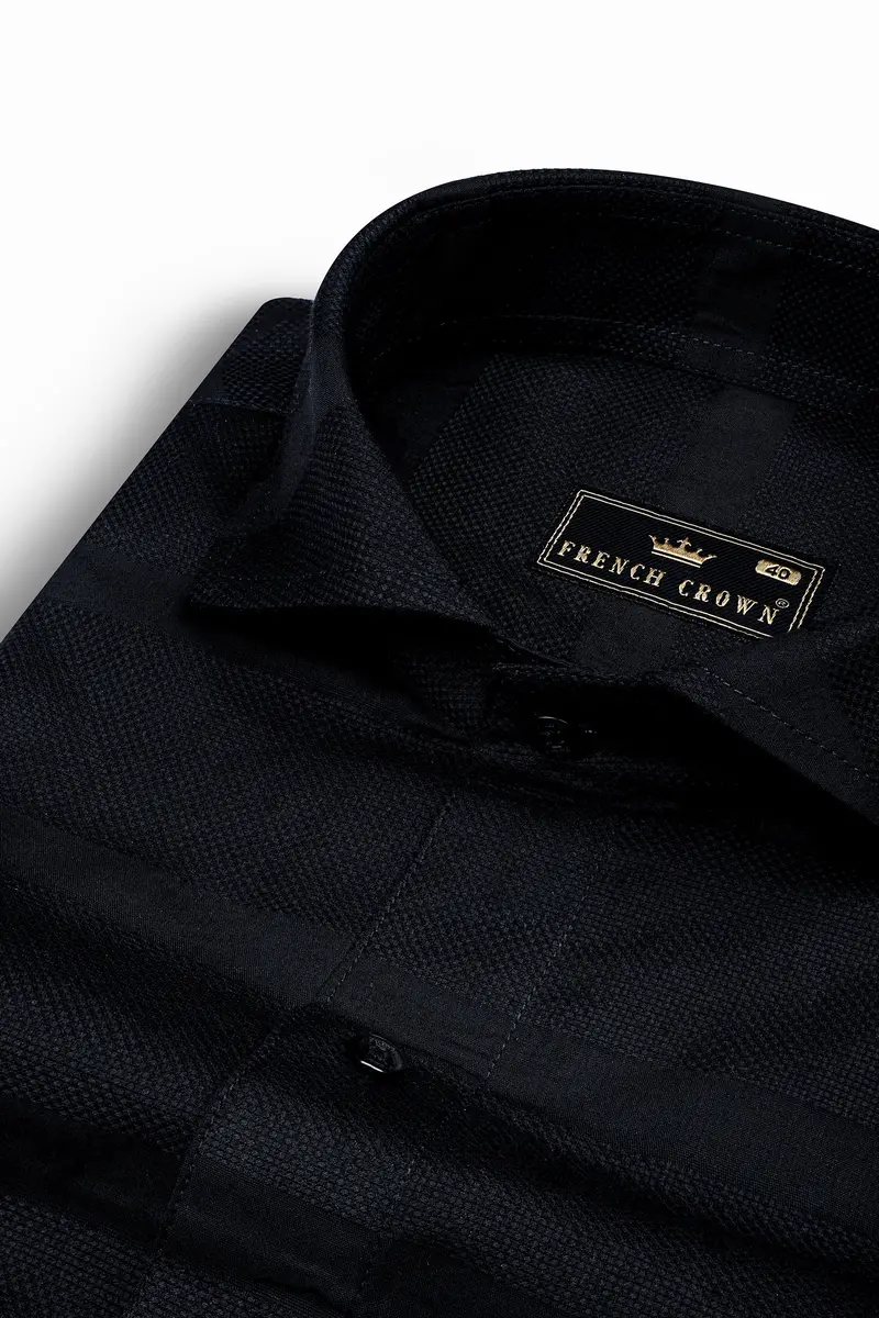 Jade Black Dobby Textured Premium Giza Cotton Shirt 1