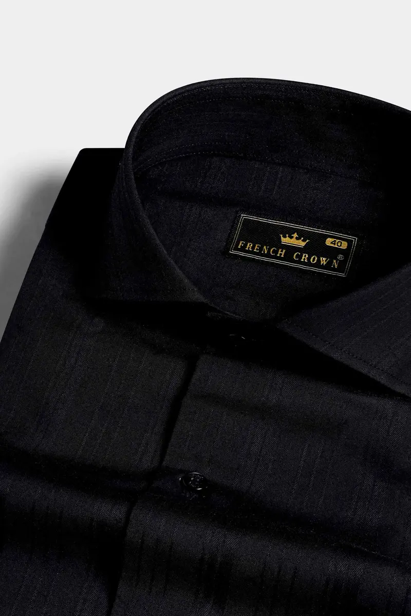 Jade Black Dobby Textured Premium Giza Cotton Shirt 1