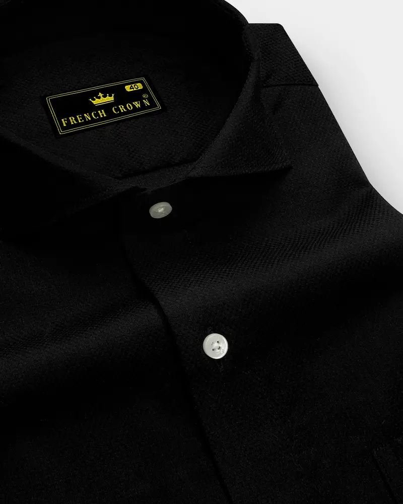 Jade Black Dobby Textured Premium Giza Cotton Shirt 1