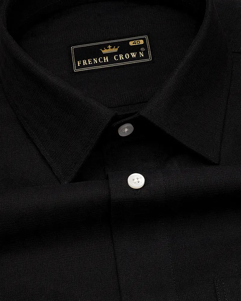 Jade Black Dobby Textured Premium Giza Cotton Shirt 1