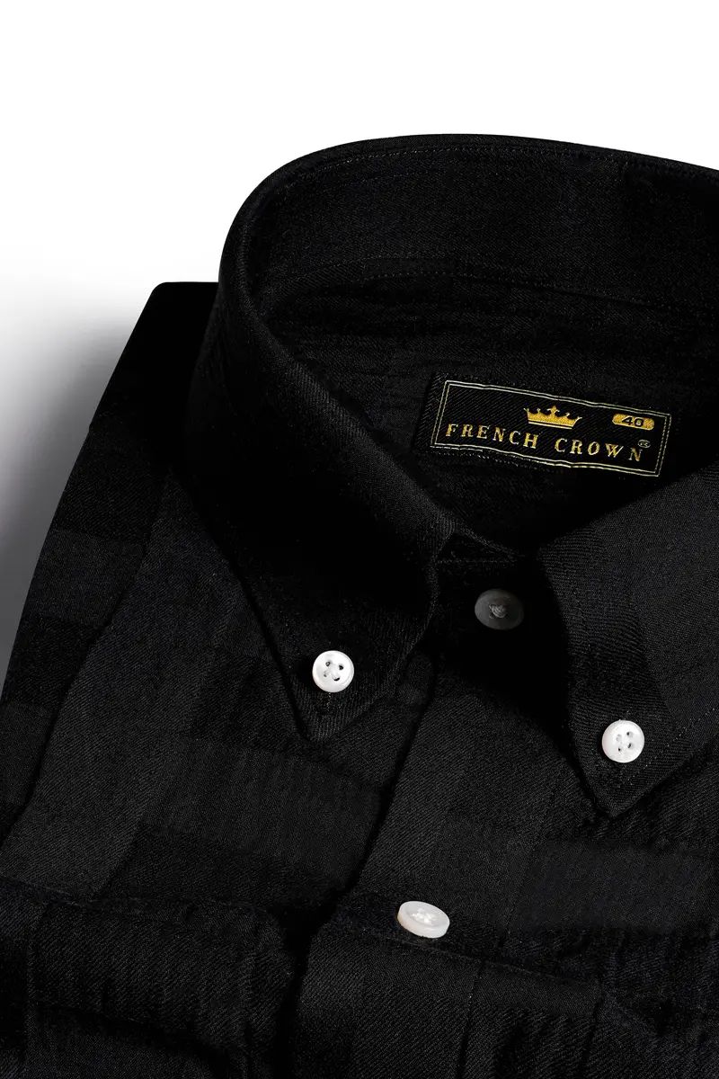 Jade Black Dobby Textured Premium Giza Cotton Shirt 1